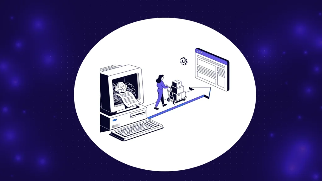 UFT migration concept, moving test assets from a legacy computer to a modern AI testing platform